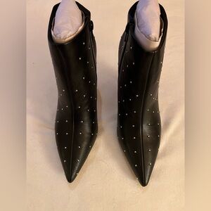 Elegant Black Studded Ankle Boots Silver stud detail silver 4in heel Katy Perry